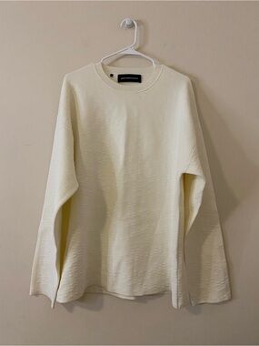 Adolfo Dominguez Quiet luxury Minimalist  Cream Crewneck Sweater size XL